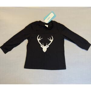 IFFE Deer Horns Boys Black Long Sleeve Tee Shirt